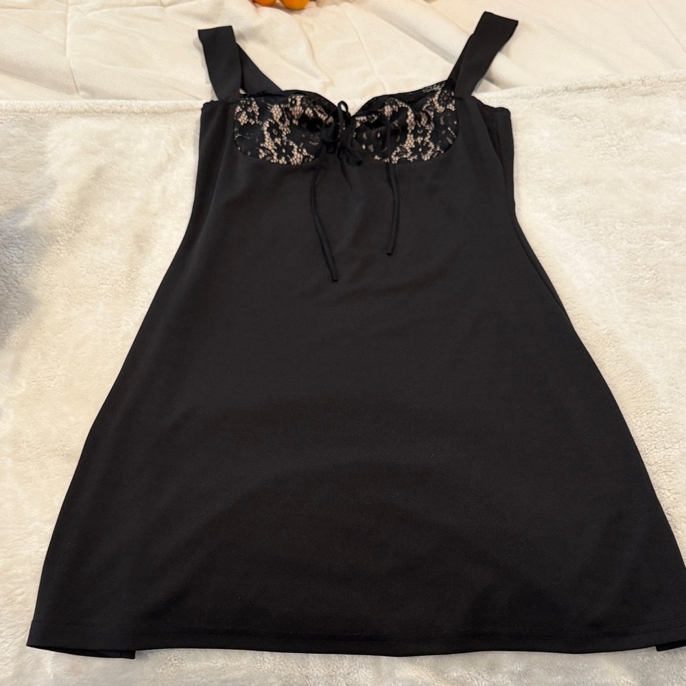Cider Black Lace Detail Mini Dress